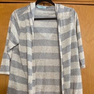 Maurice’s 3/4 length open front striped cardigan